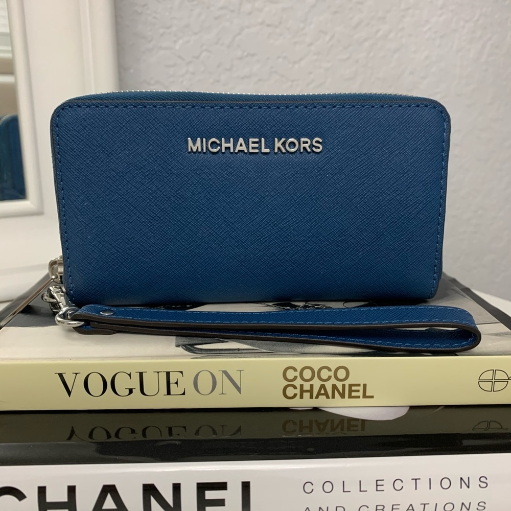 Michael Kors Steel Blue Leather Wallet